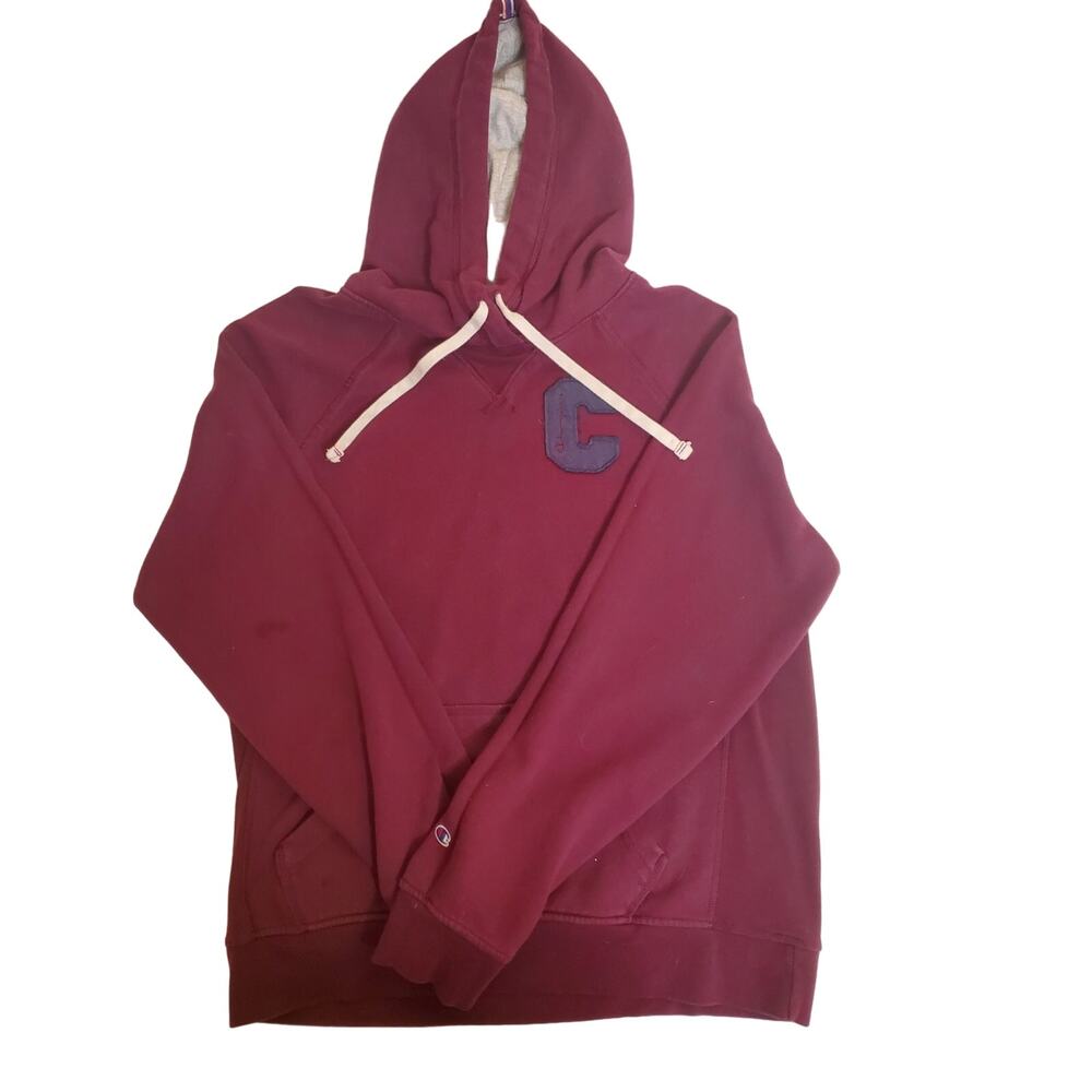 Champion Womens Maroon and Gray Athletic Sweatshirt Sporty Hoodie Sz M